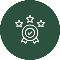 Circular badge with stars and checkmark