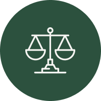 Balance scales symbol in circle