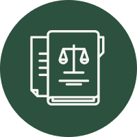 Law book illustration in circle